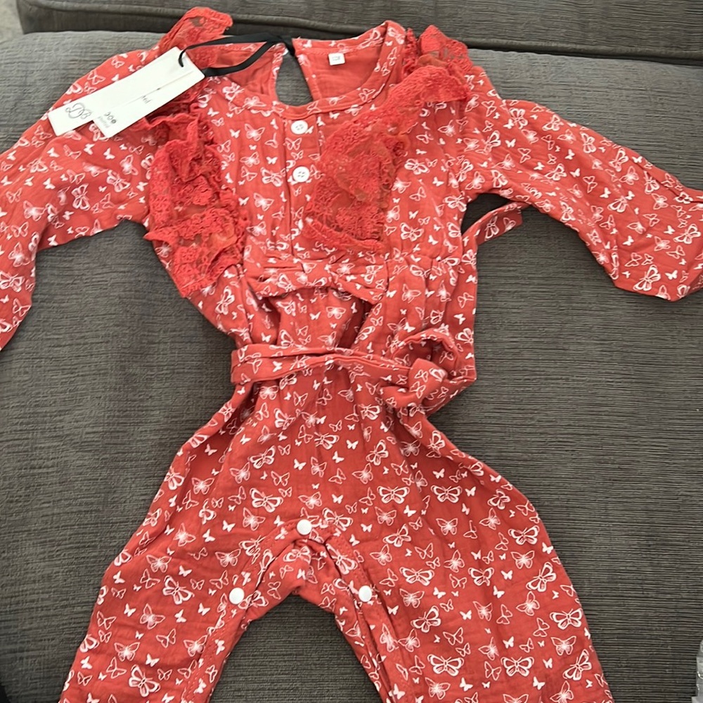 NWT Belle Danna baby girl jumpsuit with lace detailing
